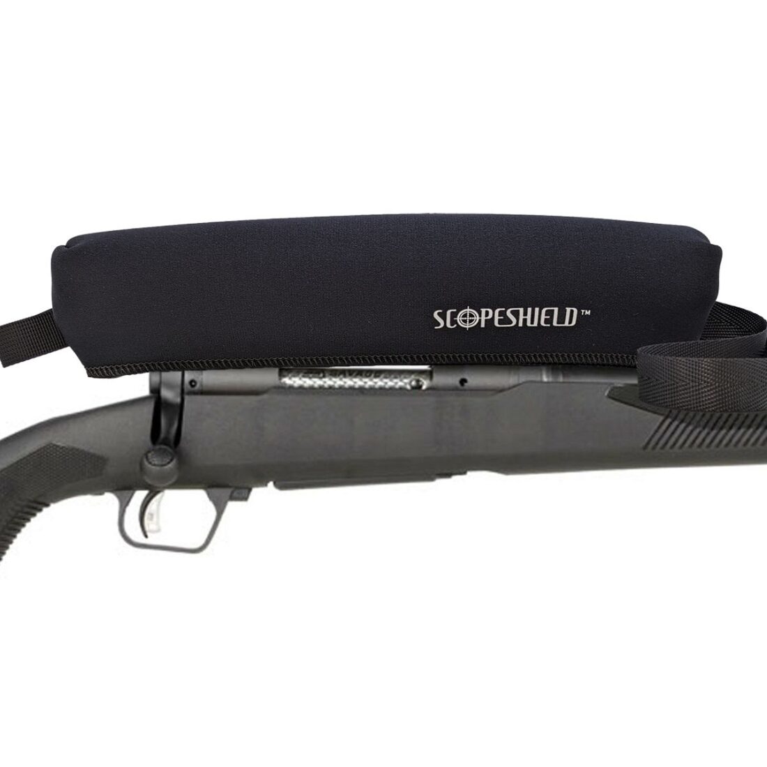 ScopeShield protecting scope mounted rifle
