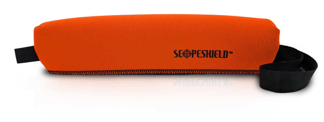 A scope cover in Hunter Orange by ScopeShield