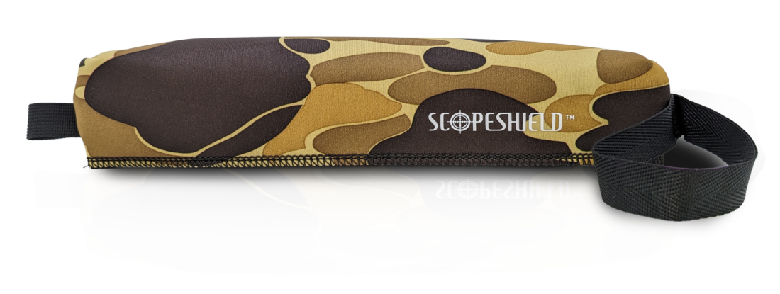 A neoprene scope cover in high desert brown by ScopeShield